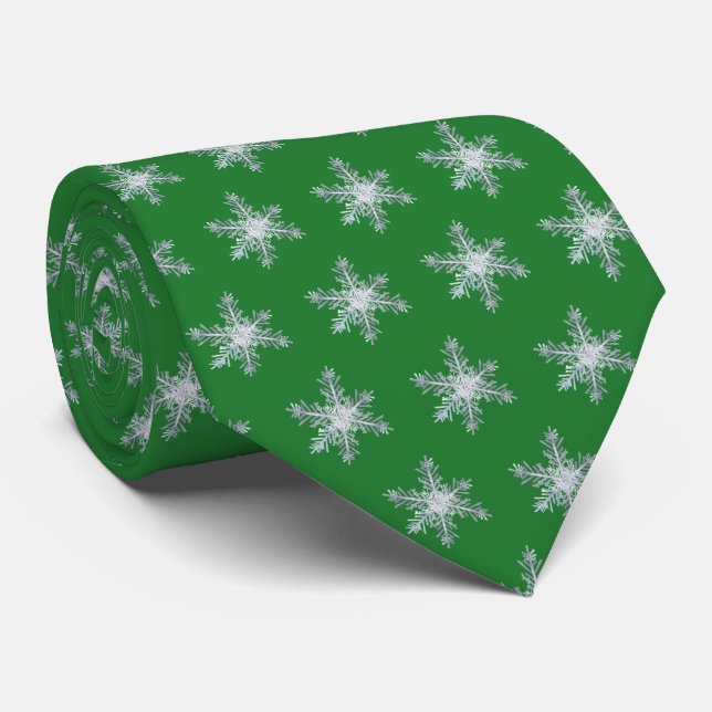 Cravate mariage vert hiver de Snowflake (Roulé)