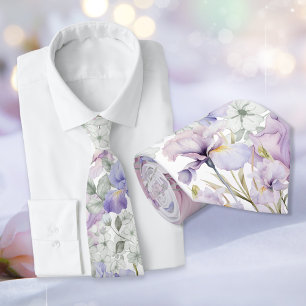 Cravate Mariage violet Iris romantique Floral Groomsmen
