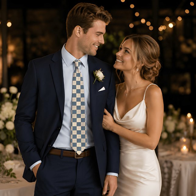 Cravate Mariages de noms de couple, damier de vérification (Créateur téléchargé)