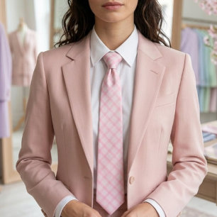 Cravate Mariée Rouge et Motif à Carreaux Rose Thé en Gingh