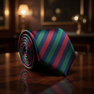 Cravate Marine Burgundy Vert Rayure Régimentaire Classique