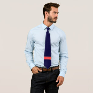 Cravate Marine solide Corail bleu Rouge Nom du ruban Monog