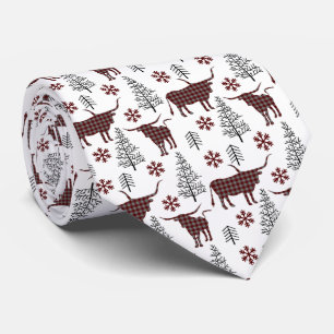 Cravate Maroon Buffalo Plaid Longhorn Motif