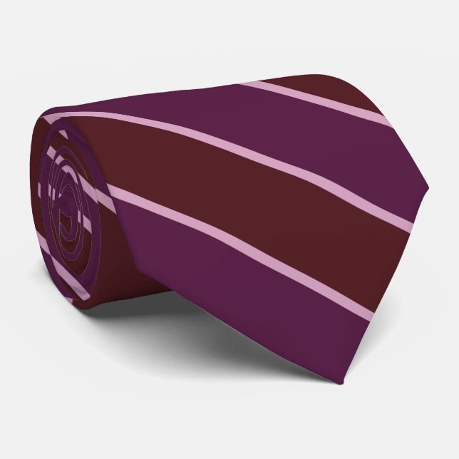 Cravate Maroon Red, Magenta And Pink Diagonal Stripes  (Roulé)