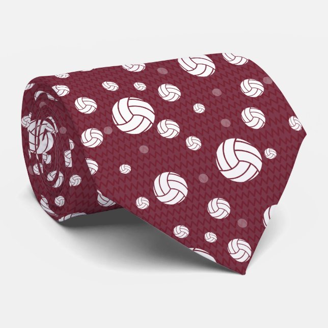 Cravate Maroon Volleyball Chevron Patterned (Roulé)