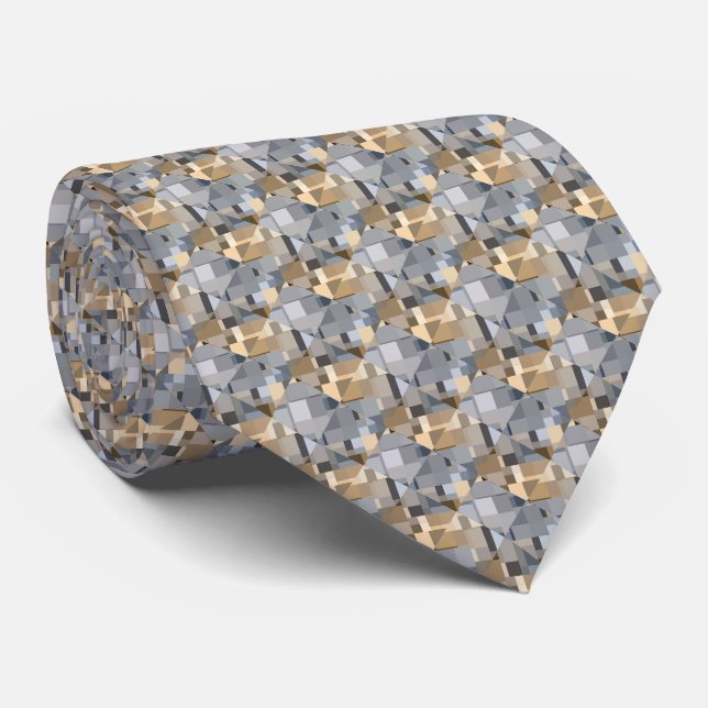 Cravate Marron/Bleu Motif Tendance (Roulé)