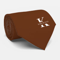 Marron Cannelle Élégant Monogramme + Nom Un Côté