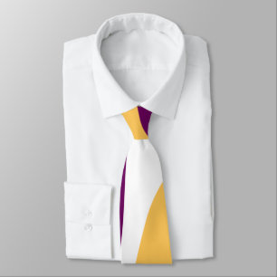 Cravate Marron jaune lignes courbes rouge ondulé design mo