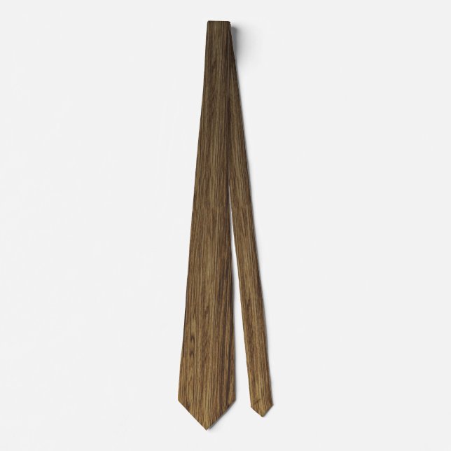 Cravate Marron Rustique Motif Bois Naturel (Devant)