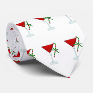 Cravate Martini de Noël avec canne de bonbon