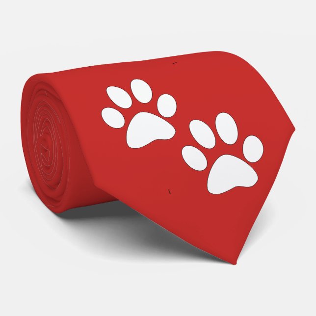 Cravate Mascotte De Sport Blanc Empreintes de pattes Sur M (Roulé)