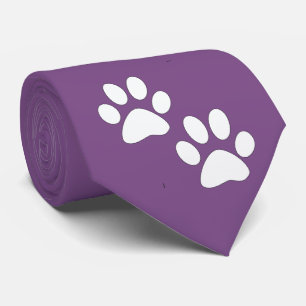 Cravate Mascotte De Sport Blanc Empreintes de pattes Sur V