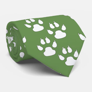 Cravate Mascotte de sport blanc Paw sur vert