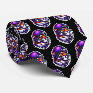 Cravate Mascotte de tigre au Bengale avec casque de footba