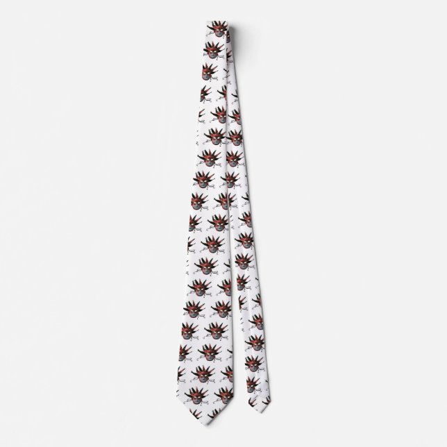 Cravate MASQUE JESTER ROUGE NOIR, Fête Mascarade (Devant)