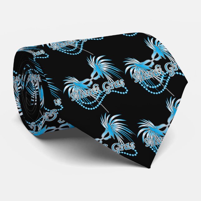 Cravate Masque Mardi Gras Bleu (Roulé)