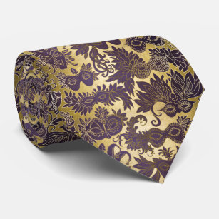 Cravate Masques Mardi Gras Gold et Purple