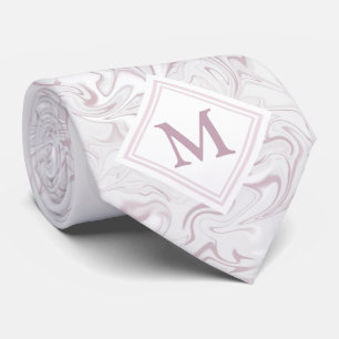 Cravate Mauve et Marbre blanc avec Monogramme diamant