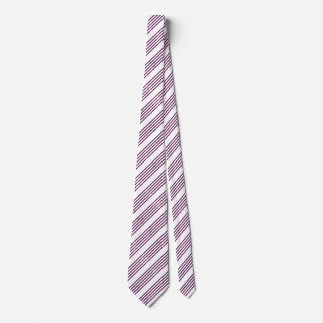 Cravate Mauve violet blanc cinq bandes motif (Devant)
