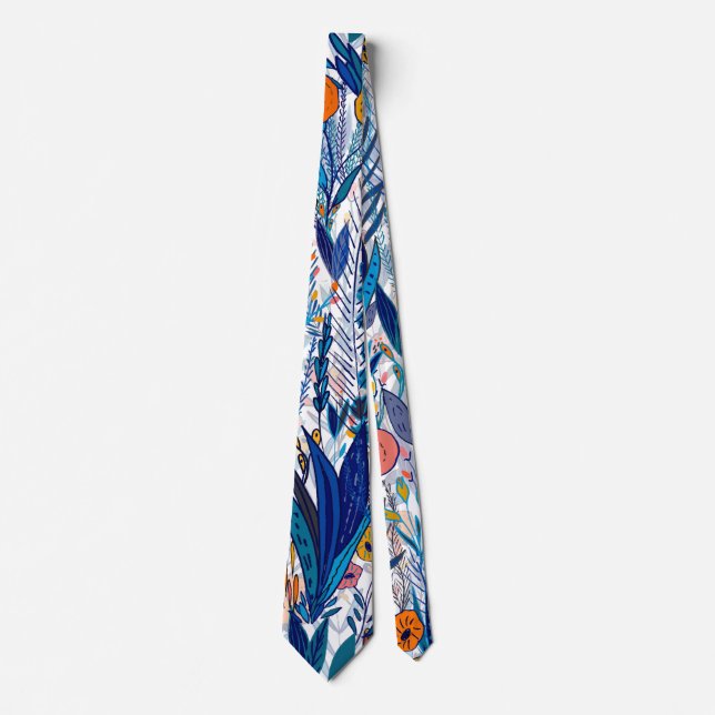 Cravate Maximalist Blue Floral (Devant)