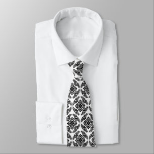 Cravate Médaillon japonais Motif, noir et blanc