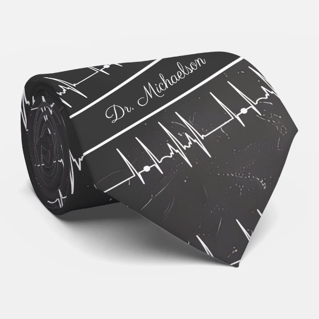 Cravate Médecin cardiologue cardiogramme nom (Roulé)