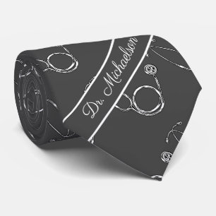 Cravate Médecin Médicale Stethoscope Motif Médecin Grey