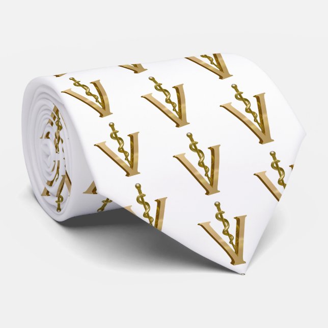 Cravate Médecine vétérinaire Elegant Gold V Motif (Roulé)