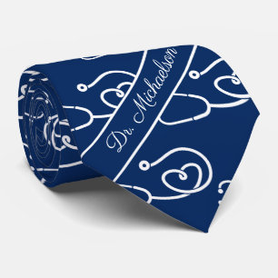 Cravate Medical Doctor Stethoscope Pattern Physician Blue
