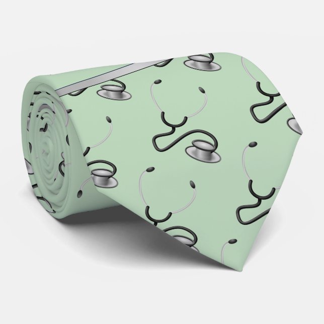 Cravate Médicale, Infirmière, Stéthoscopes à thème du méde (Roulé)