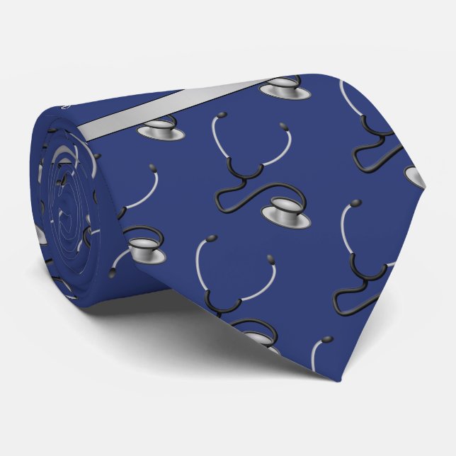 Cravate Médicale, Infirmière, Stéthoscopes à thème du méde (Roulé)