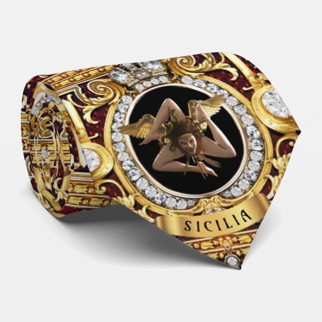 Cravate Méduse sicilienne Gems Trinacria (Roulé)