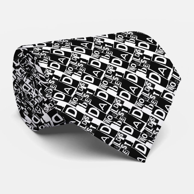Cravate Meilleur Motif de typographie noir blanc du monde (Roulé)