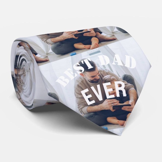 Cravate Meilleur papa Jamais Custom Photo collage Créer Vo (Roulé)