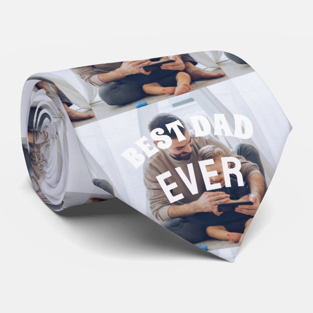 Cravate Meilleur papa Jamais Custom Photo collage Créer Vo (Roulé)