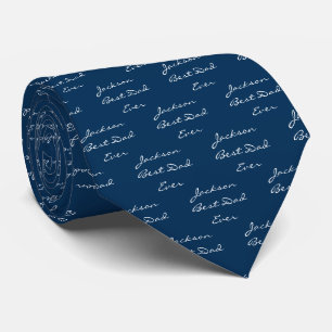 Cravate Meilleur Papa Jamais Marin Bleu Marine Année Perso