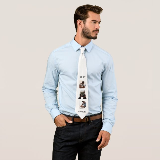 Cravate Meilleur papa Jamais Personnalisé Fête des pères P (En situation)