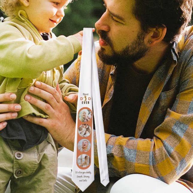 Cravate Meilleur papa Jamais Photo Collage Fête des pères  (Créateur téléchargé)