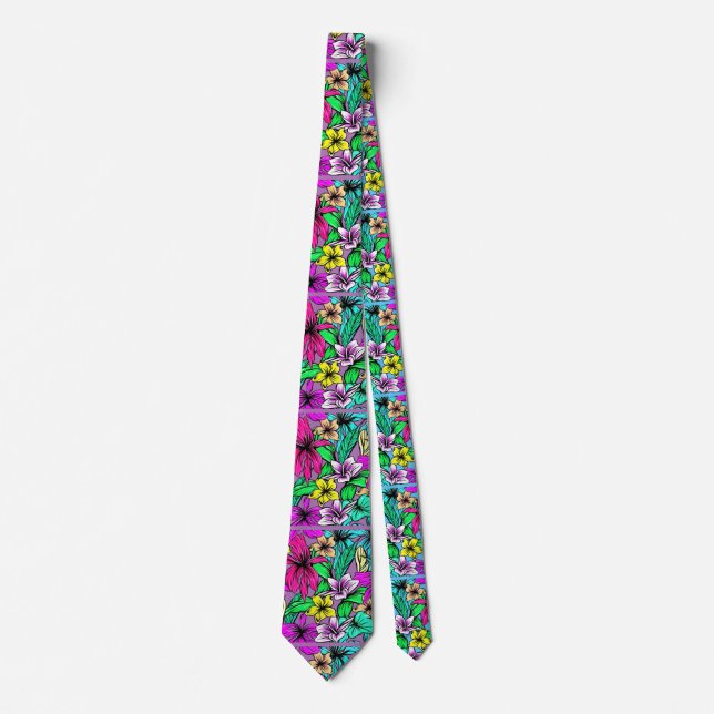Cravate Mélange de fleurs tropicales Thunder_Cove (Devant)
