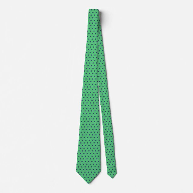 Cravate Men's Blue Polka Dot and Emerald Green Tie (Devant)