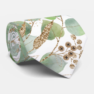 CRAVATE MENS BOTANIQUES BLANC VERT SAGE
