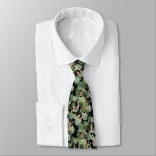 CRAVATE MENS BOTANIQUES NOIR VERT SAGE