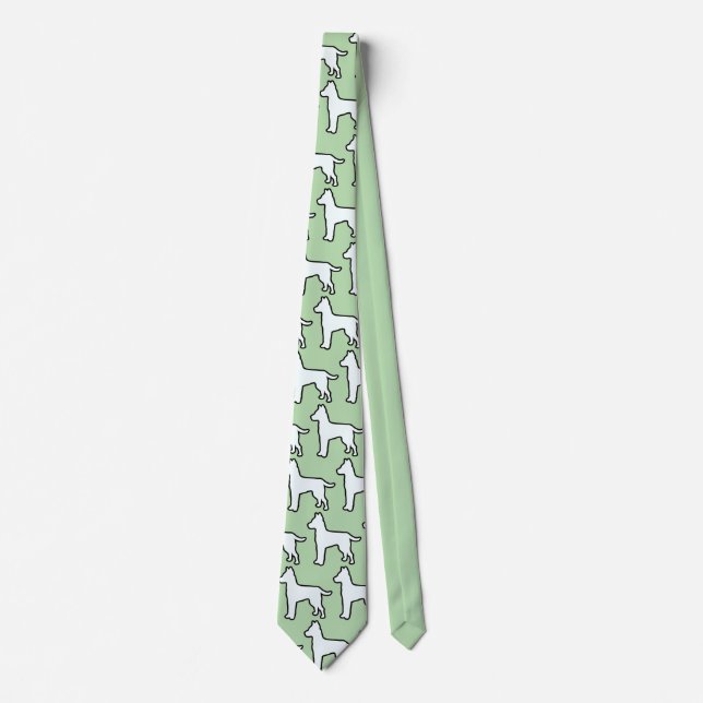 Cravate Menthe verte chien blanc (Devant)