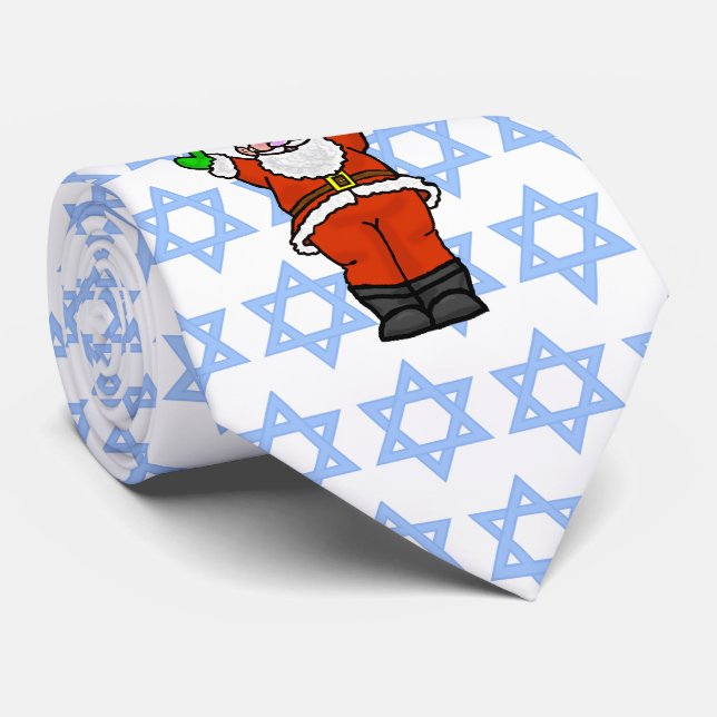 Cravate Merry Chrismukkah Necktie avec Père Noël (Roulé)
