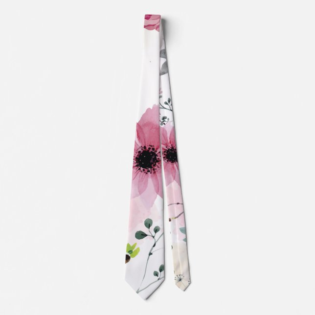 Cravate Mes fleurs de jardin (technique de l'aquarelle) (Devant)