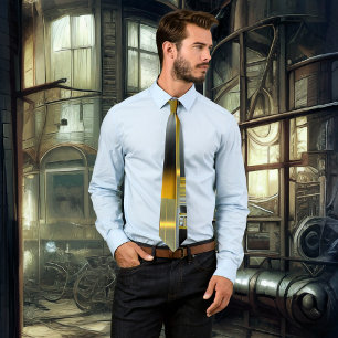 Cravate métallique fractale Techno Abstraite