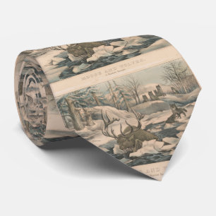 Cravate Meute de loups vintage chassant une illustration