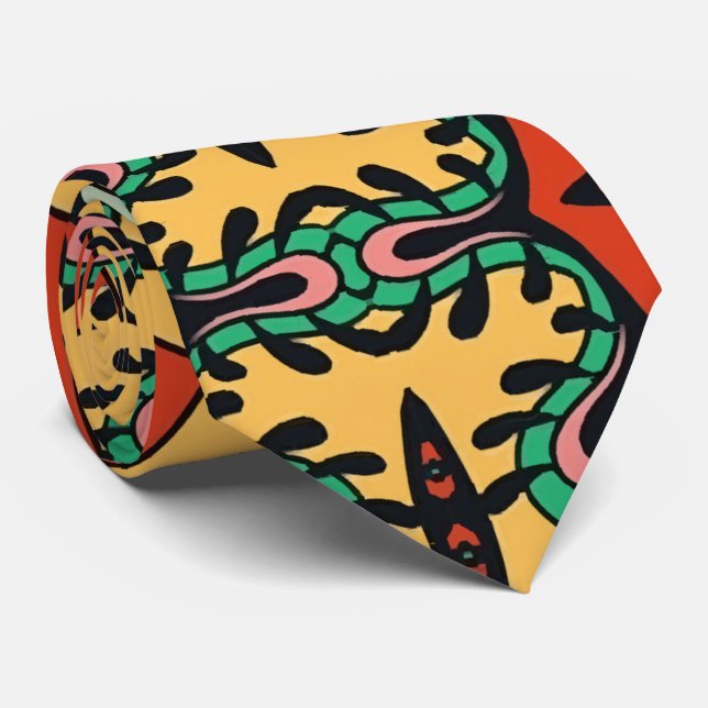 Cravate Mexican folk ethnic colorful seamless (Roulé)