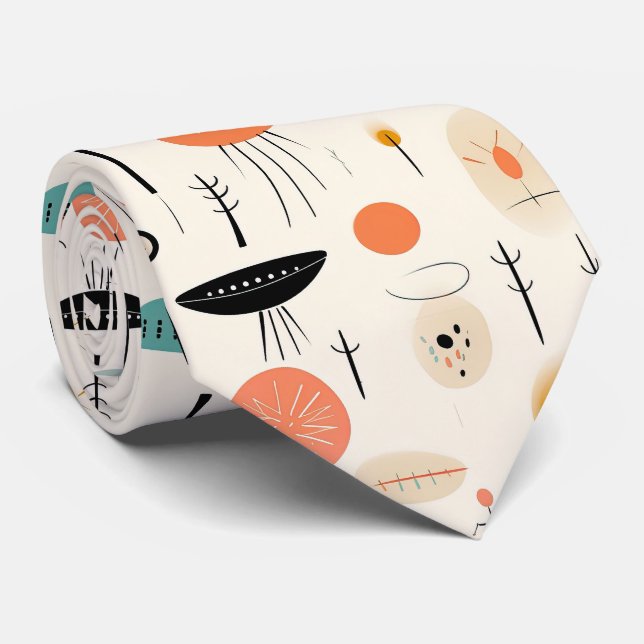 Cravate Mi-siècle Abstrait (Roulé)