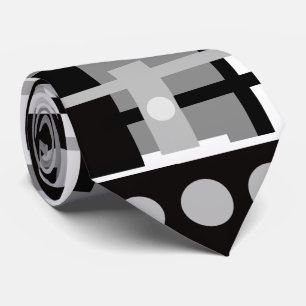 Cravate Mi-siècle moderne Noir, gris blanc Abstrait